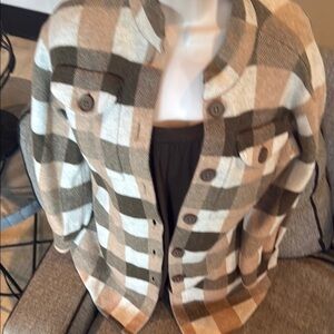 Plaid Women's Jacket in Brown and Cream